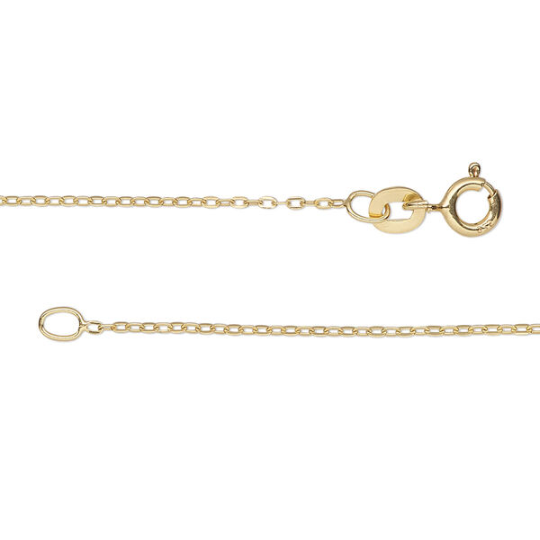 Chain, Gossamer™, "vermeil," 1mm cable, 18 inches with springring clasp. Sold individually. image number 0