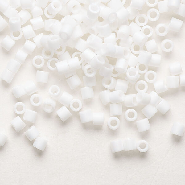 Seed bead, Delica®, glass, pkg/50g, #8 round, opaque matte rainbow chalk white (DBL-0351). image number 0