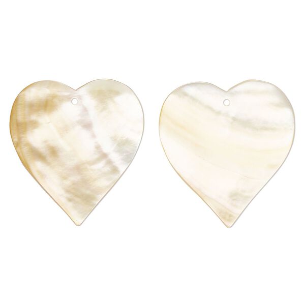 Drop, gold lip shell (natural), 28x26mm hand-cut top-drilled single-sided heart, Mohs hardness 3-1/2. Sold per pkg of 2. image number 0