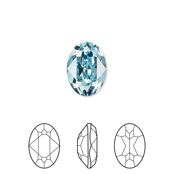 Fancy stone 12pk aquamarine foil back, Crystal Passions® 14x10mm oval 4120 image number 0