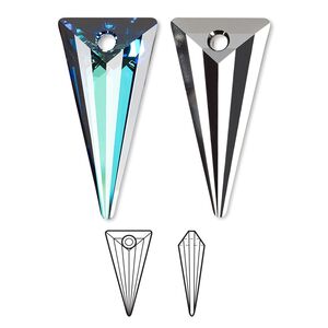Focal 16pk crystal Bermuda blue P, Swarovski® 39x20mm pendant spike 6480