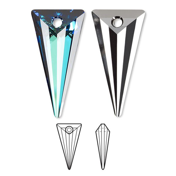 Focal 16pk crystal Bermuda blue P, Swarovski® 39x20mm pendant spike 6480 image number 0