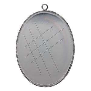 Focal, gunmetal-plated brass, 41x31mm oval with beaded edge and 40x30mm oval bezel setting. Sold per pkg of 2.