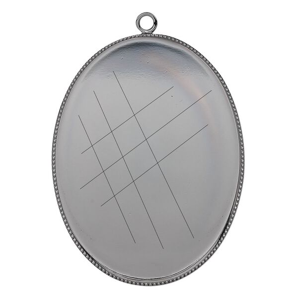 Focal, gunmetal-plated brass, 41x31mm oval with beaded edge and 40x30mm oval bezel setting. Sold per pkg of 2. image number 0