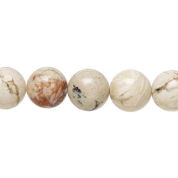 Dendritic opal 1pkg1, hand-cut round bead natural B grade, 15.5-16 inch 10mm image number 0