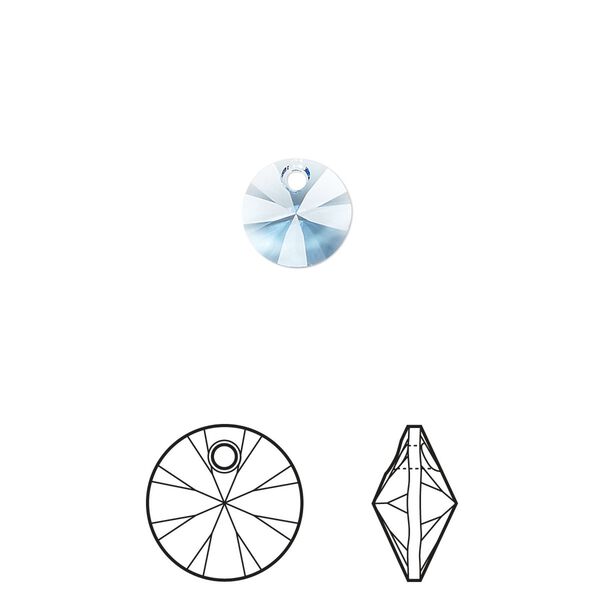 Drop 144pk ice blue, Swarovski® ReCreated™ 8mm pendant mini disk 6428 image number 0