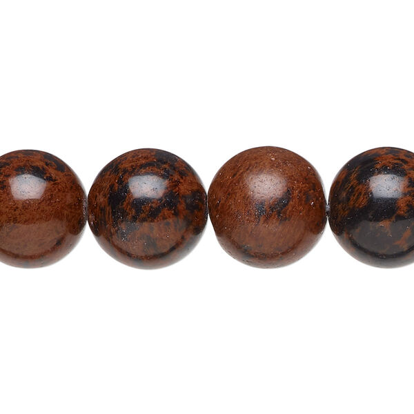 Bead, mahogany obsidian (natural), 12mm round, B grade, Mohs hardness 5 to 5-1/2. Sold per 15-1/2" to 16" strand. image number 0