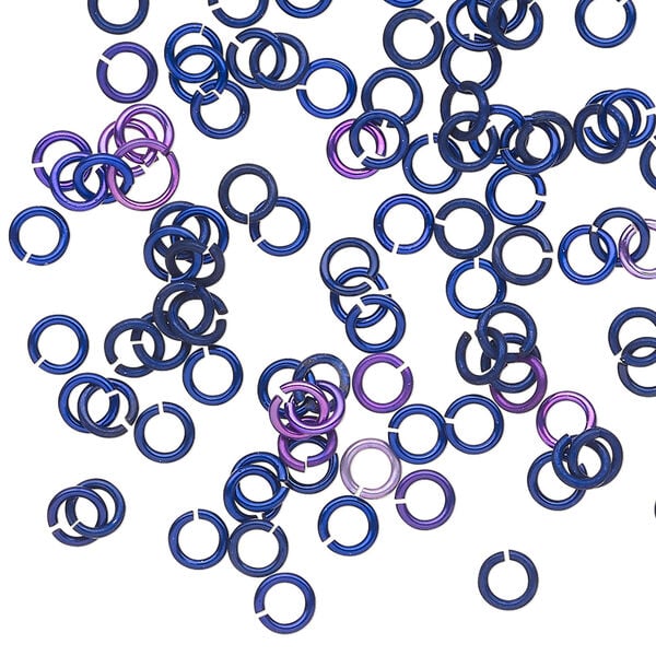 Jump ring 1pkg100 aluminum, 4mm round, 20 gauge / 2.4mm inside diameter / purple image number 0