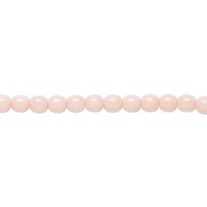 Bead, Czech dipped décor glass druk, opaque light pink, 4mm round. Sold per 15-1/2" to 16" strand.