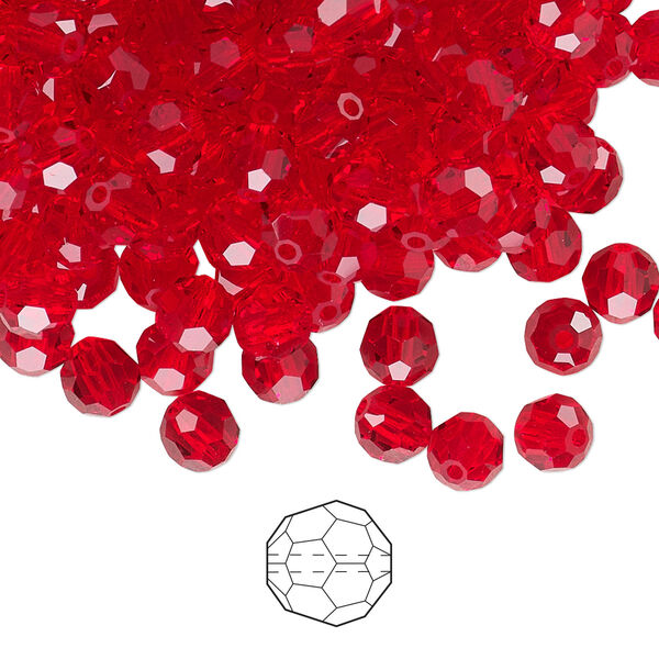 Bead 576pk light Siam, Preciosa Czech crystal 5mm round image number 0