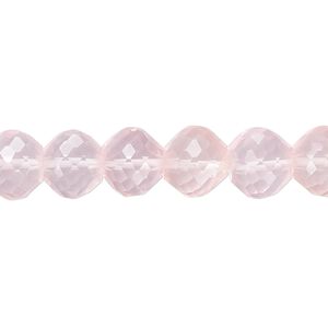 Rose quartz 1pkg10, hand-cut faceted rondelle bead natural 10x8mm