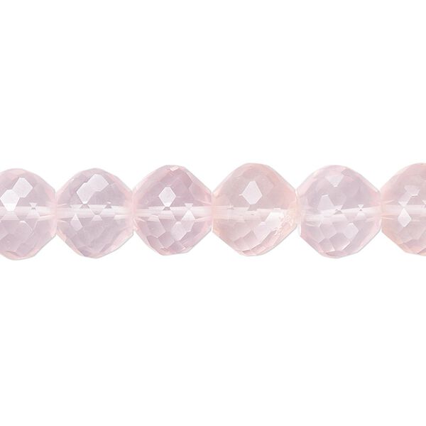 Rose quartz 1pkg10, hand-cut faceted rondelle bead natural 10x8mm image number 0