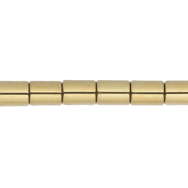Bead, Hemalyke™ (manmade), gold-plated, 8x6mm round tube. Sold per 15-1/2" to 16" strand, approximately 50 beads. image number 0