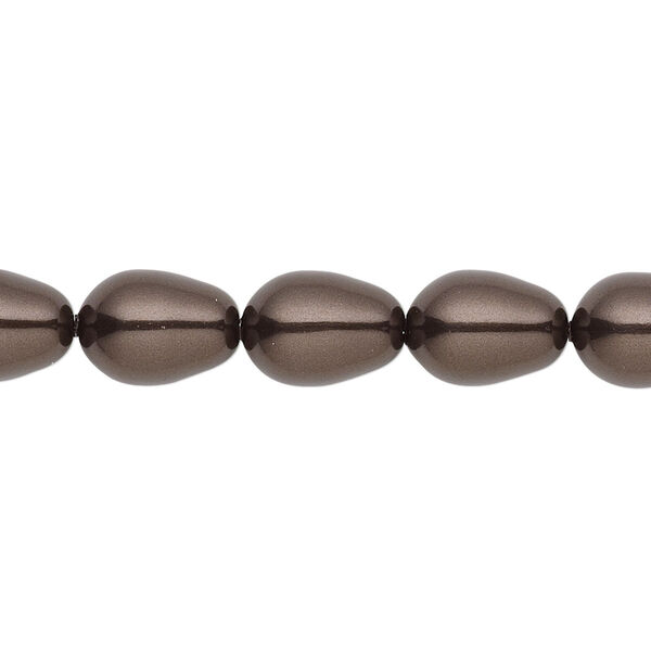 Pearl 10pk deep brown, Crystal Passions® 11x8mm pear 5821 image number 0