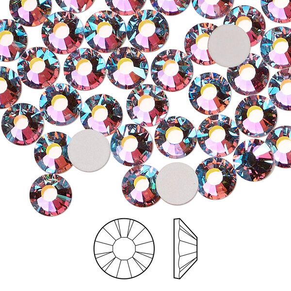 Flat back 24pk mesmera AB foil back, Preciosa MAXIMA Czech crystal rhinestone 6.3-6.5mm chaton rose round SS30 image number 0
