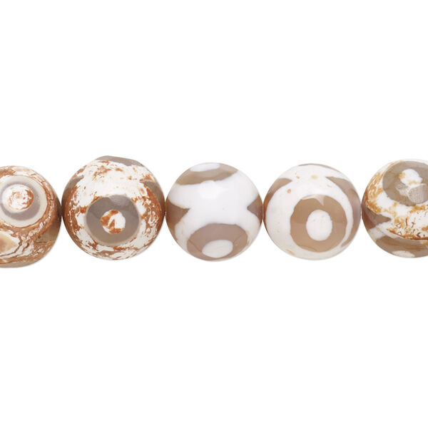Bead, agate (dyed / heated), multicolored, 10mm faceted round with eye pattern, B- grade, Mohs hardness 6-1/2 to 7. Sold per 8-inch strand, approximately 20 beads. image number 0