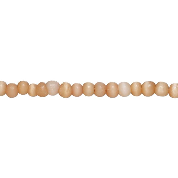 Bead, cat's eye glass (fiber optic glass), dark orange-brown, 3-4mm round, economy grade. Sold per 15-inch strand. image number 0
