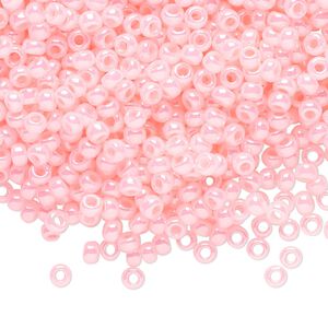 Seed bead, TOHO BEADS®, glass, pkg/250g, #8 round, opaque ceylon innocent pink (TR-08-145).
