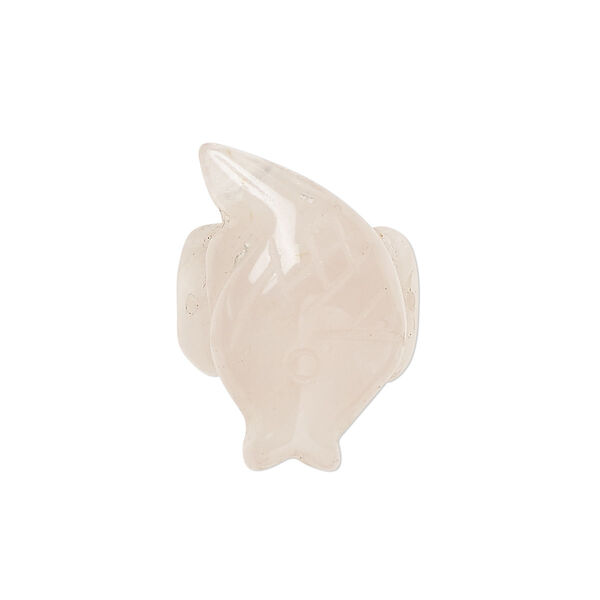 Ring component, rose quartz (natural), 26x17mm-28x18mm carved leaf, Mohs hardness 7. Sold Individually. image number 0