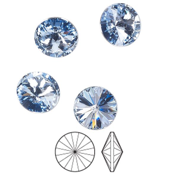 Chaton 8pk light sapphire foil back, Preciosa MAXIMA Czech crystal rhinestone 10.54-10.91mm rivoli SS47 image number 0