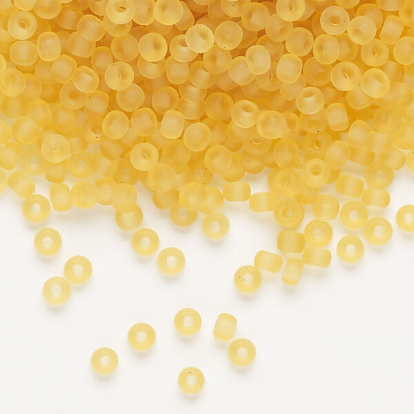 Seed bead, Miyuki, glass, pkg/250g, #8 rocaille, translucent matte light topaz (RR-132F). image number 0