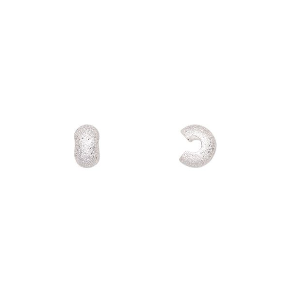 Crimp cover, silver-plated brass, 5x4.5mm stardust rondelle. Sold per pkg of 100. image number 0