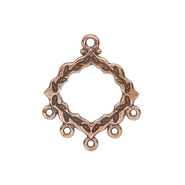 Connector, TierraCast®, antique copper-plated pewter, 22.5x21.5mm double-sided scalloped diamond with ivy cathedral design. Sold individually. image number 0