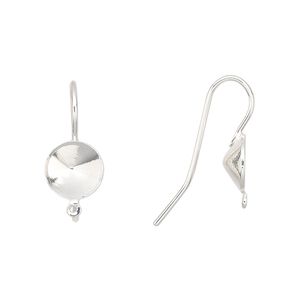 Ear wire fishhook 1pkg10 Almost Instant Jewelry®, 20mm / SS39 rivoli glue-in setting / closed loop, 19 gauge silver-finished brass 5 pair