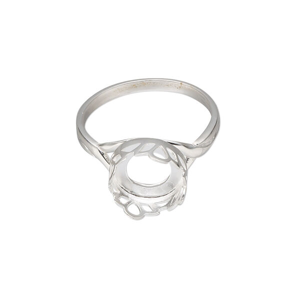 Ring, sterling silver, 11mm round with 10mm round cabochon bezel setting, size 9. Sold individually. image number 0