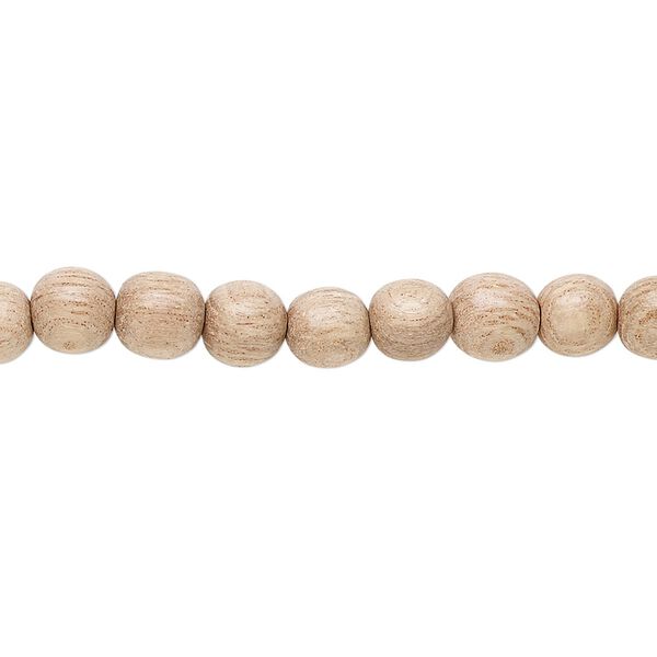 Bead, corkwood tree wood (waxed), 5-6mm hand-cut round. Sold per pkg of (2) 15-1/2 to 16-inch strands. image number 0