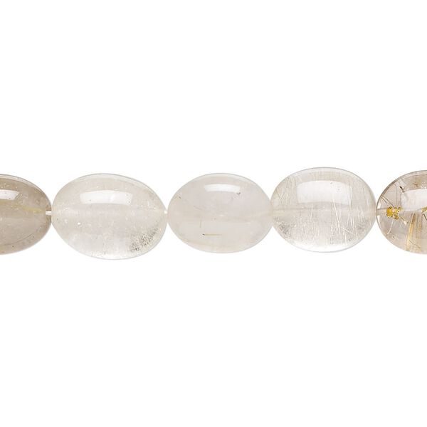 Golden rutilated quartz 1pkg1, hand-cut puffed oval bead natural 13 inch 10x8mm-14x9mm image number 0