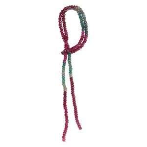 Ruby / emerald 1pkg1, hand-cut faceted rondelle bead 13 inch 3x1mm-4x2mm