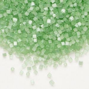 Seed bead, Preciosa Ornela Czech glass, pkg/50g, #11 2-cut hex, translucent solgel dyed satin green, (05161).