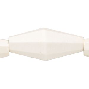 Bead, whitewood (bleached / waxed), pkg/8 inches, white, 35x15.5mm-37x16.5mm hand-cut double cone.