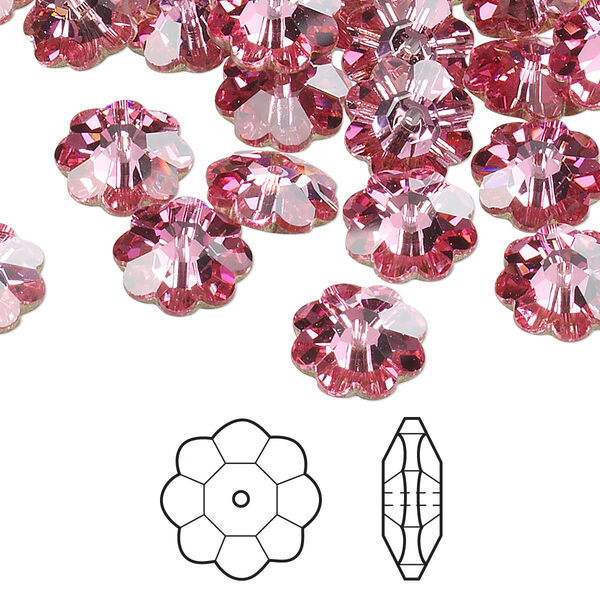 Margarita flower 12pk rose foil back, Crystal Passions® 10x3.5mm 3700 image number 0