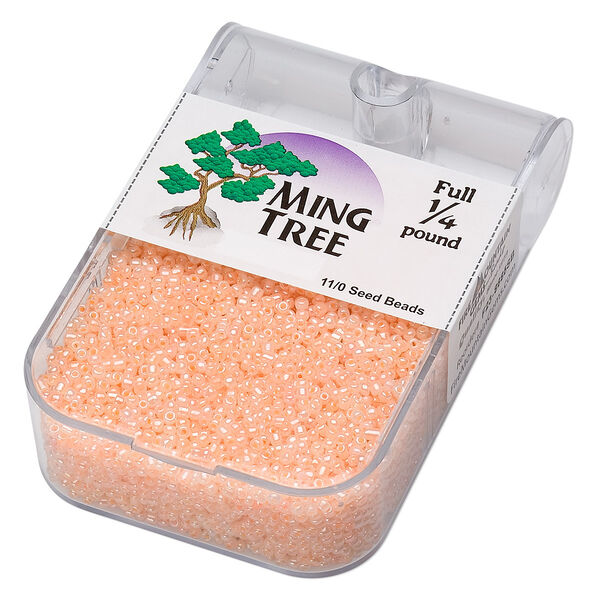 Seed bead, Ming Tree™, glass, pkg/1/4 pound, #11 round, opaque ceylon peach. image number 0