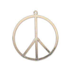 Charm, 14Kt gold-filled, 28mm flat peace sign. Sold individually.