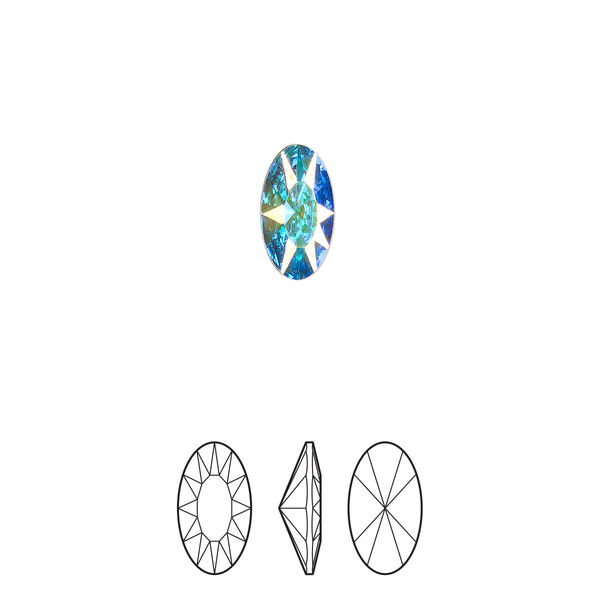 Fancy stone 144pk crystal AB foil back, Swarovski® 10x5.5mm elongated oval 4162 image number 0
