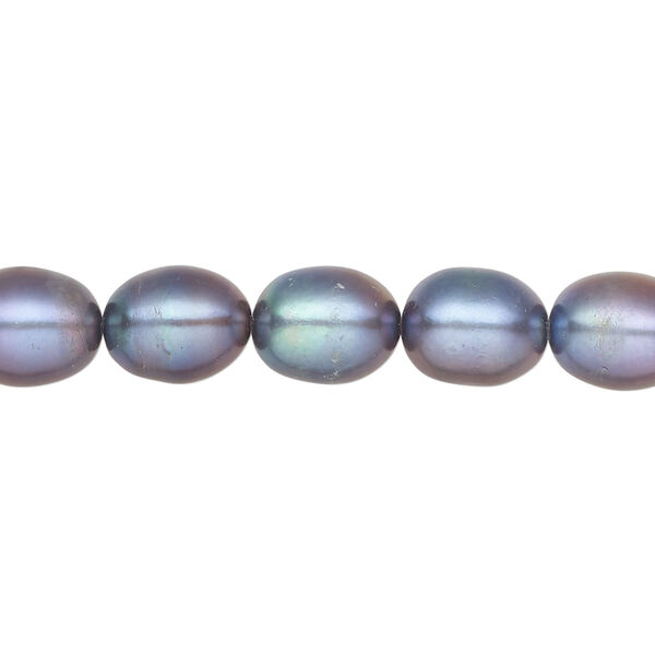 Freshwater pearl 1pkg1, rice, 15.5-16 inch blue-violet peacock 8-9mm cultured image number 0