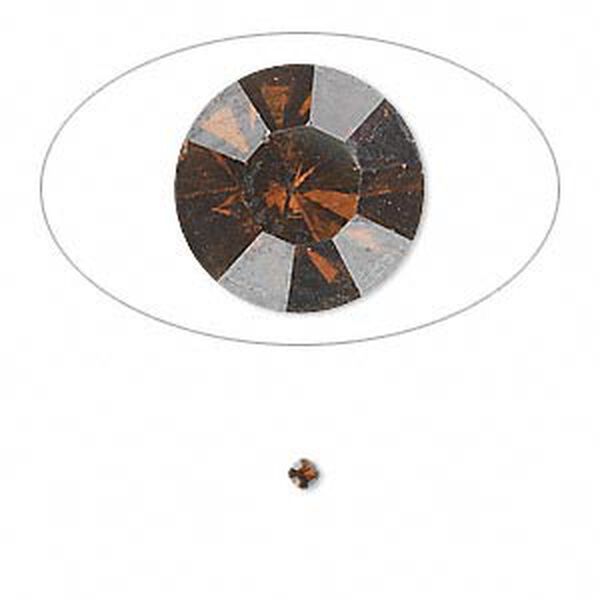 Chaton, glass rhinestone, smoky topaz, foil back, 2.0-2.1mm faceted round, PP14. Sold per pkg of 72. image number 0