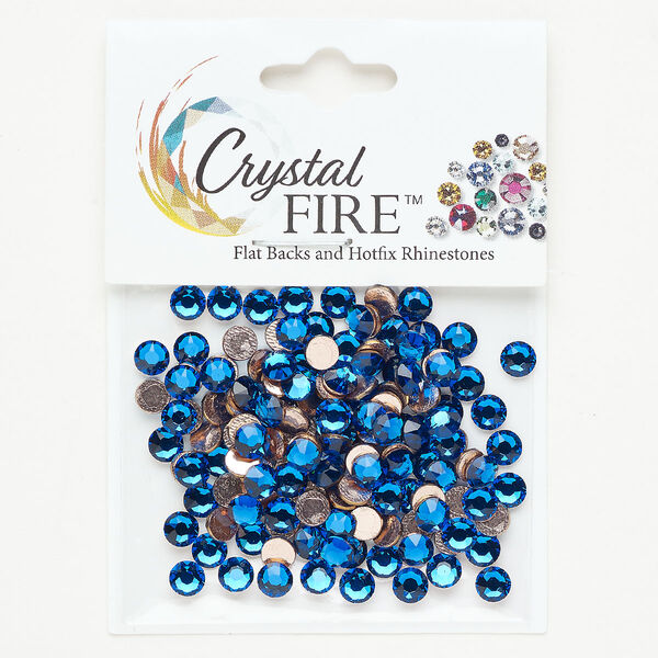 Flat back 1pkg144 Capri blue, Crystal Fire®, 4.60-4.80mm hotfix round SS20 image number 0
