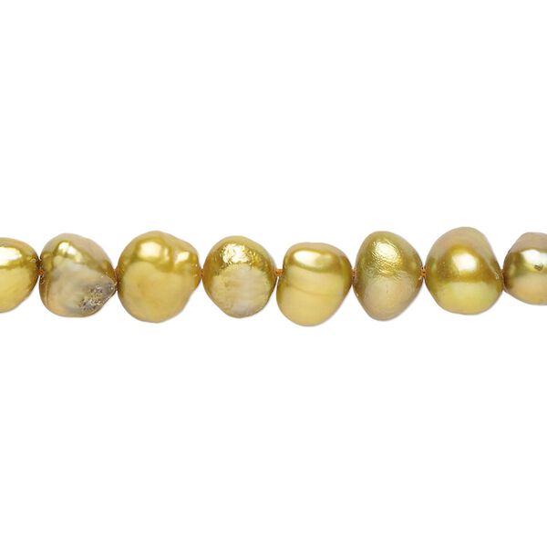 Freshwater pearl 1pkg1, flat-sided potato, 15 inch dark golden pear 6-7mm cultured image number 0
