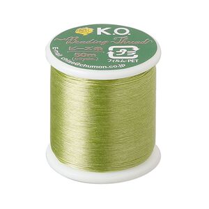 Thread, K.O., waxed nylon, light green, 0.15mm diameter, 4-pound test. Sold per 55 yard spool.
