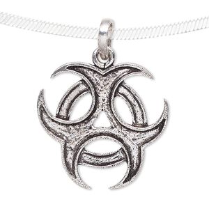 Pendant, antique silver-plated brass, 28x27mm circular design. Sold per pkg of 2.