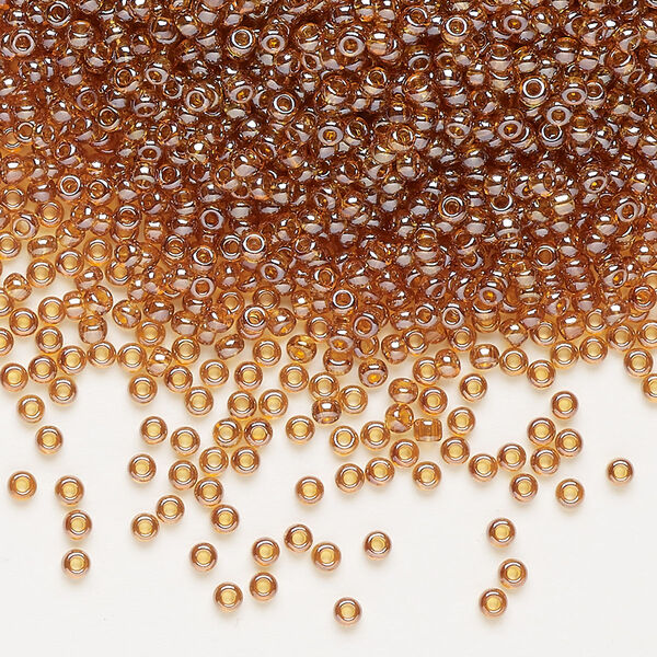 Seed bead, Preciosa Ornela Czech glass, pkg/50g, #11 rocaille, translucent luster topaz, (16090). image number 0