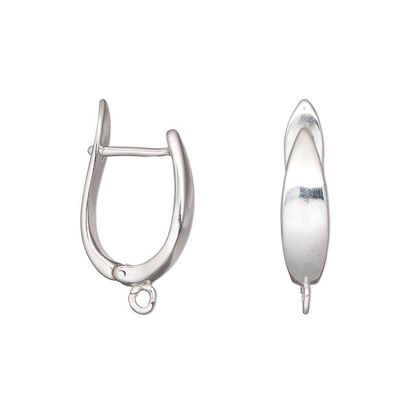 Ear wire, sterling silver, 20mm leverback with marquise and open loop, 17 gauge. Sold per pair. image number 0
