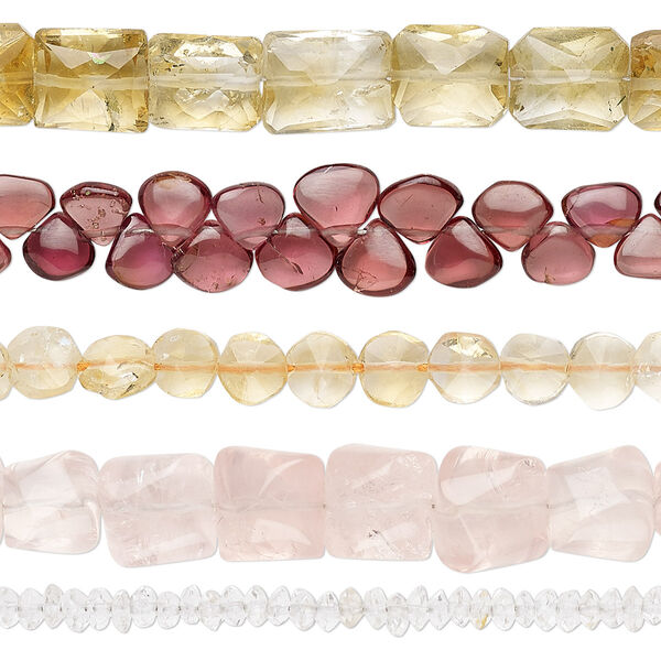 Multi-gemstone 1pkg5, hand-cut mixed shape bead 8 inch mix 3x2mm-10x10mm image number 0