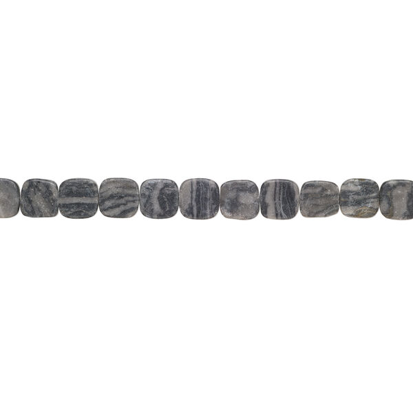 Grey-black marble 1pkg1, rounded flat rectangle bead natural, 15 inch 20-21mm matte image number 1