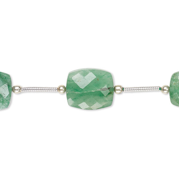 Bead 1pkg5 green aventurine, 12x10mm-14x10mm hand-cut faceted rectangle B grade, natural image number 0