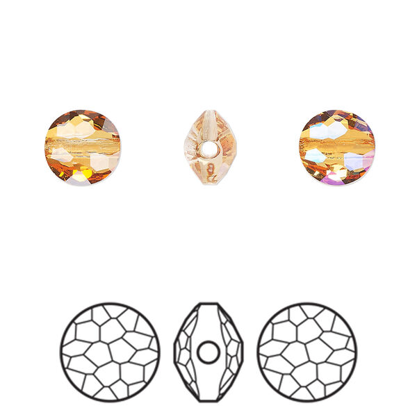 Bead 1pkg4 dark orange (HICT), Crystal Passions® 8mm puffed round 5034 image number 0